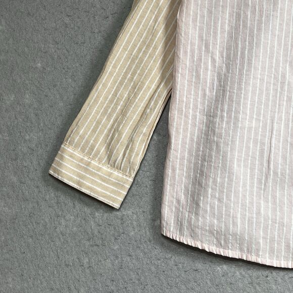 Entro Button Down Top Womens Large Multicolored Colorblock Stripe Button Down - Picture 6 of 13